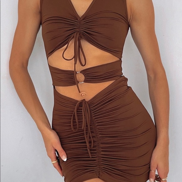 🤎🤎🤎White Fox City Limits Chocolate Mini Dress Small - Picture 3 of 5